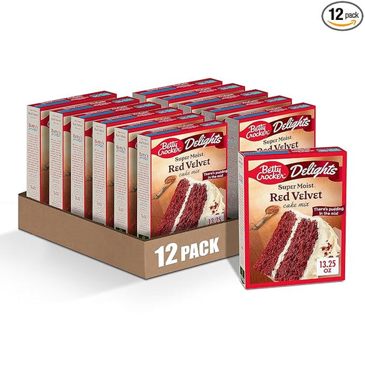 Betty Crocker Delights Super Moist Red Velvet Cake Mix, 13.25 oz. (Pack of 12)