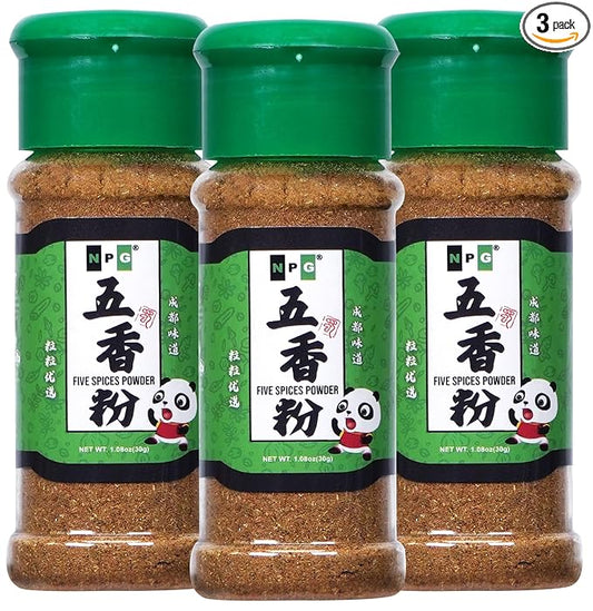 NPG Authentic Chinese Five Spice Blend 1.08 Oz (Pack of 3), Gluten Free, All Natural Ground Chinese 5 Spice Powder, No Preservatives No MSG, Mixed Spice Seasoning for Asian Cuisine & Stir Fry