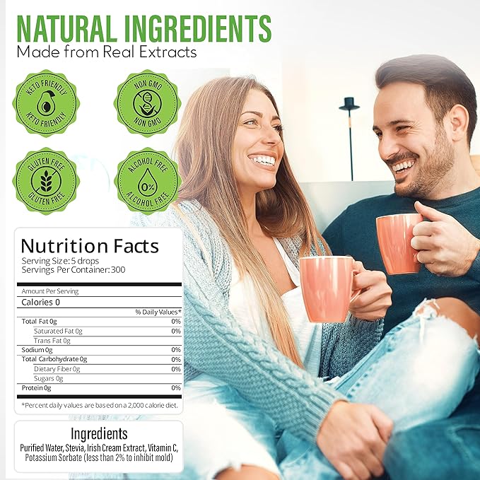 Stevia Select Irish Cream Flavored Liquid Stevia ??Zero Calorie Coffee, Tea, Drink & Baking Sweetener, All-Natural, No Erythritol, Keto-Friendly Sugar Alternative, 300 Servings ??2 Oz (1 Pack)
