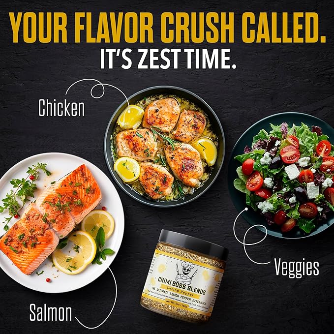 Lemon Pepper Seasoning by Chimi Boss Blends, 5oz ??Bold Zesty Citrus & Cracked Pepper Spice Blend, ??Gourmet All-Natural Rub for Chicken, Fish, Veggies, Grilling, Air Fryer & Everyday Cooking