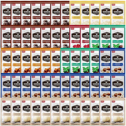 Hot Cocoa Mix Gift Set ??60 Count, 7 Flavors | Cozy Hot Chocolate Sampler Box for Students, Coworkers, Teens, Family & Friends