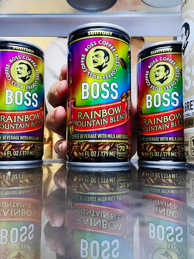 BOSS Coffee by Suntory ??Rainbow Mountain Blend Japanese Flash Brew Coffee, 6oz 12 Pack, Imported from Japan, Espresso Doubleshot, Ready to Drink, Contains Milk, No Gluten