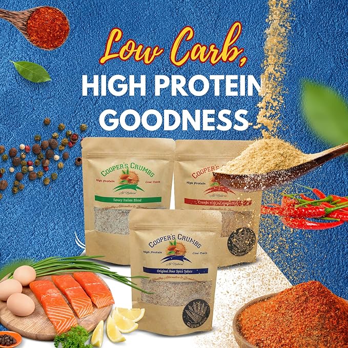 Cooper's Crumbs All Natural Gluten Free Low Carb Bread Crumb Alternative, High Protein, Vegan, Certified Kosher, Paleo, Keto, 3 Pack