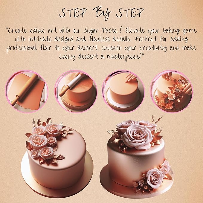 Confect Rose Gold Metallic | Fondant for Cake Decorating, Elegant Rose Gold Icing for Christmas Cakes, Cupcakes & Special Occasions | Vegan, Gluten-Free, Nut-Free, Palm Oil-Free ??8.8 Oz