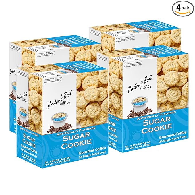 Boston’s Best - Sugar Cookie Flavored Delicious Gourmet Coffee Compatible with Keurig Coffee Maker, 24 Count (Pack of 4)
