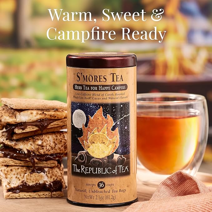 The Republic of Tea ??S?™mores Herbal Chocolate Tea Tin, 36 Low-Caffeine Tea Bags