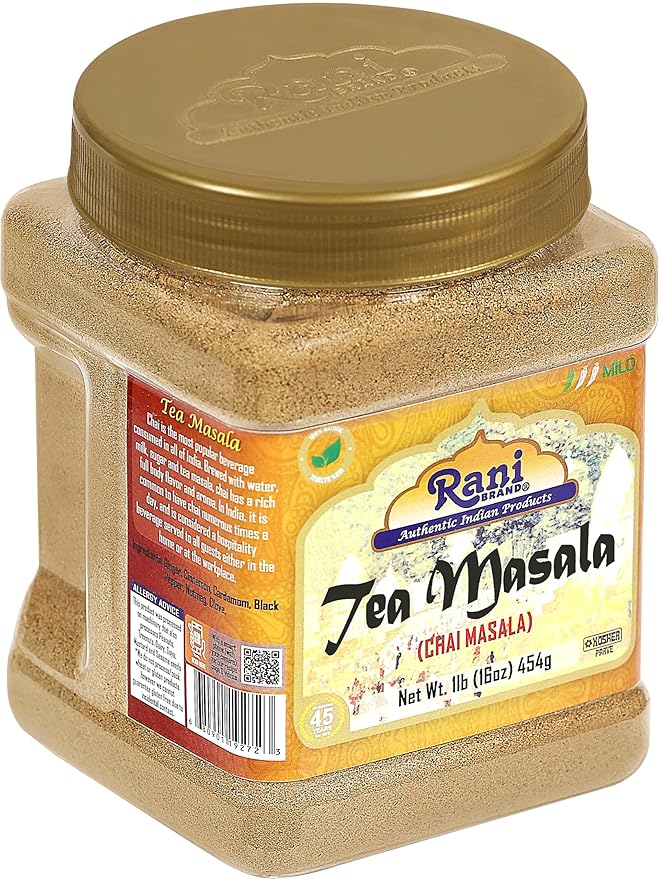 Rani Tea (Chai) Masala Indian Spice Blend 16oz (1lb) 454g Bulk PET Jar ~ All Natural | Vegan | Gluten Friendly | Salt & Sugar Free | NON-GMO | No Colors | Indian Origin