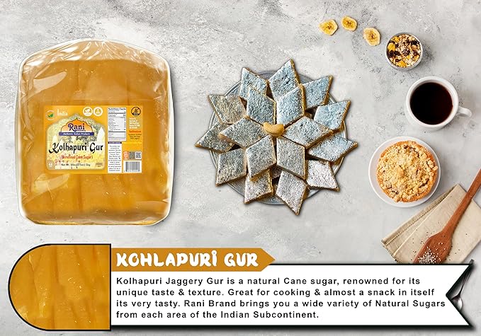 Rani Kolhapuri Gur (Jaggery) 175oz (11lbs) 5kg ~ Unrefined Cane Sugar, No Color added, Gluten Friendly | Vegan | NON-GMO | Kosher | No Salt or fillers