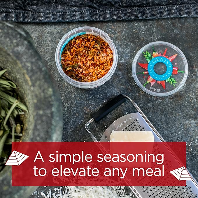 Cornish Sea Salt Chili Hit Seasoning | Cooking & Hydration | Hand-Harvested in Celtic Waters | 1.8 oz Resealable Tub (Pack of 2)