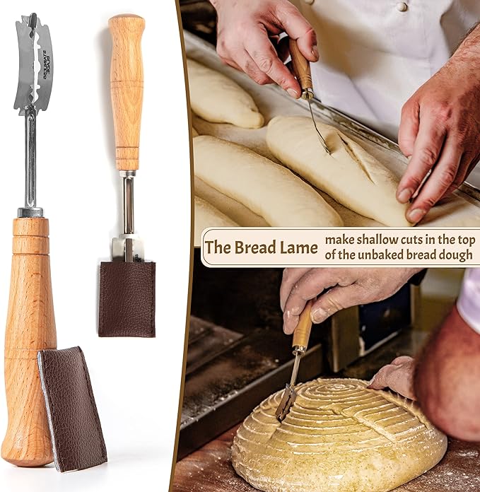 Sourdough Bread Baking Supplies Starter Kit, Banneton Proofing Basket Set: Round 9" & Oval 10", Gift Set