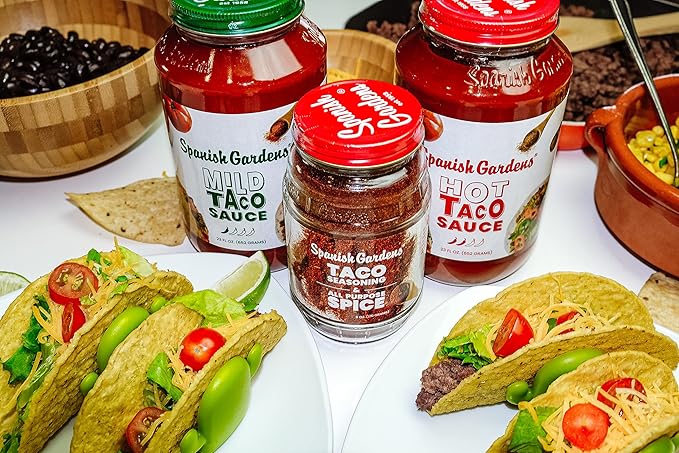 Spanish Gardens Taco Seasoning — All-Purpose Dry Seasoning for Authentic Mexican Food — Original Family Recipe for Tex Mex Food (6 Oz)