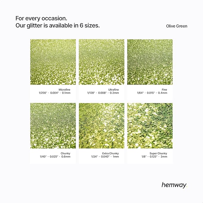 Hemway Premium Glitter Shaker - Olive Green | 130g Fine Metallic Flake Sequins for Resin & Epoxy Crafts | Craft Supplies for Tumblers, Festival, Art