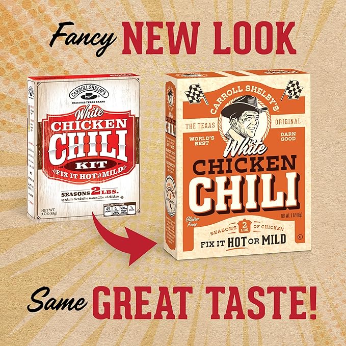 Carroll Shelby's Original Texas Brand White Chicken Chili Kit 3oz Box (Pack of 2)