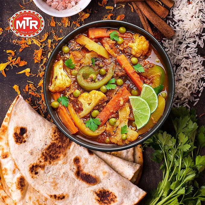 MTR - Minute Meals: Flavorful Mixed Vegetable Curry - Authentic Indian Ready-to-Eat Meal with No Added Preservatives - A Quick Meal Suitable for Vegetarians, Ready in Minutes! (Pack of 6)