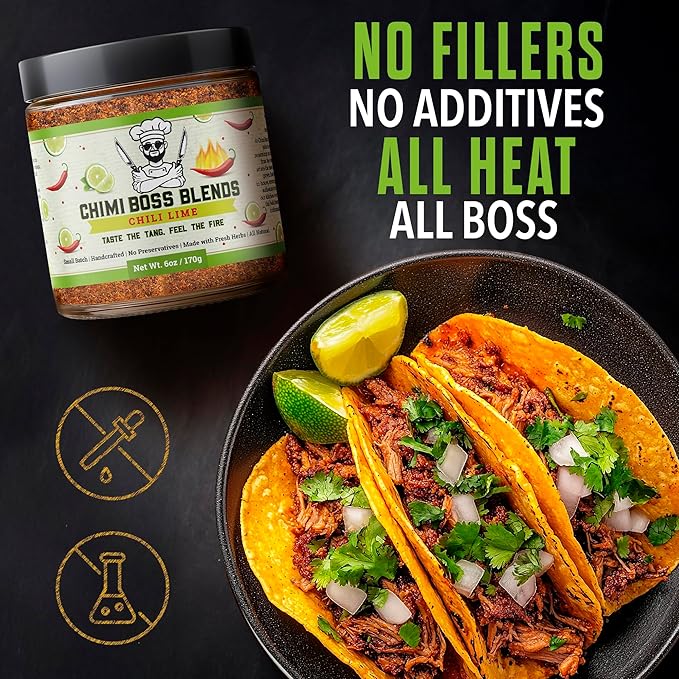 Chimi Boss Chili Lime Seasoning, 6oz ??Zesty & Spicy Dry Rub for Tacos, Chicken, Veggies, Fruit and Snacks ??All Natural Tangy Latin Inspired Spice Blend