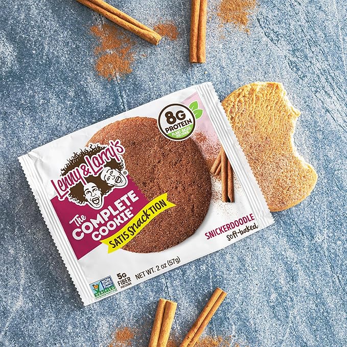 Lenny & Larry's The Complete Cookie, Snickerdoodle, Soft Baked, 8g Plant Protein, Vegan, Non-GMO, 2 Ounce Cookie (Pack of 12)