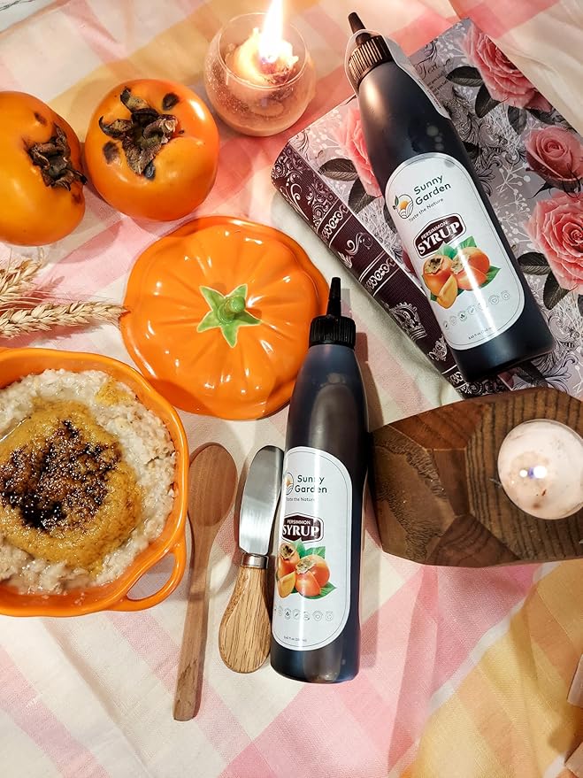 Sunny Garden Persimmon Syrup | 100% Natural | Healthy Sugar Alternative | No Additives | 8.45 oz/250 ml | Persimmon Molasses | No Added Sugar | Natural Healthy Sweetener | Single Ingredient | Non-GMO | No Cholesterol | Vegan