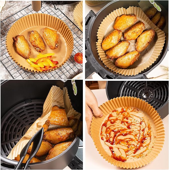 Air Fryer Liners Disposable,200Pcs Parchment Paper for 5-8QT Air Fryer,LYHOLKEER 8inch Round Disposable Air Fryer Paper Liners for Ninja AF101 AF150 AF161 Max XL,Non-Stick,Free of Bleach