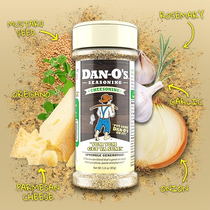 Dan-O's 3 Bottle Cheesoning Seasoning Set, Small Bottles, 3 Pack, Includes Red Pepper, Jalapeño and Cheesoning Seasonings, Sugar Free, Zero Calorie, Use this Seasoning Kit in Pasta, Toppings or Sauce