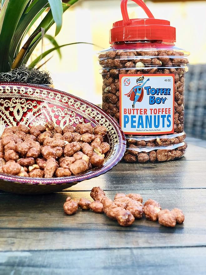 Toffee Boy's Butter Toffee Peanuts - 45 Oz Jar - Family Recipe, Fresh and Hand Cooked, Gluten Free, Real Ingredients, No Preservatives, The PERFECT Holiday Gift