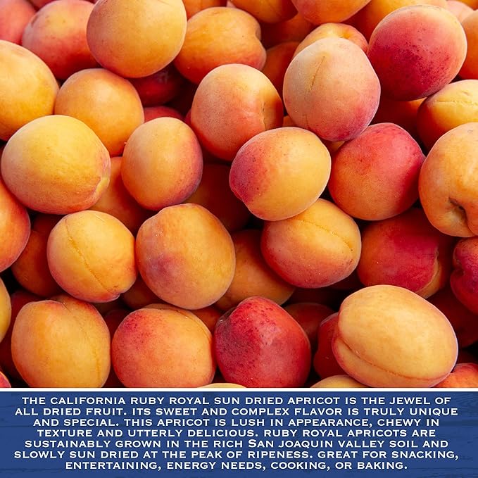 Traina Home Grown California Sun Dried Ruby Royal Apricots - Healthy, No Sugar Added, Non GMO, Gluten Free, Kosher Certified, Vegan, Value Size (20 oz)