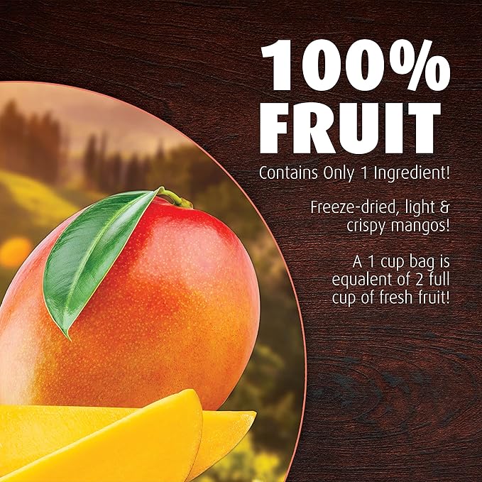 Brothers All Natural Freeze Dried Fruit Crisps, Mango, 1 Oz (Pack of 8), Made with 100% Fruit, Gluten Free, Soy Free, Vegan, Heathy Snack, Resealable Pouch