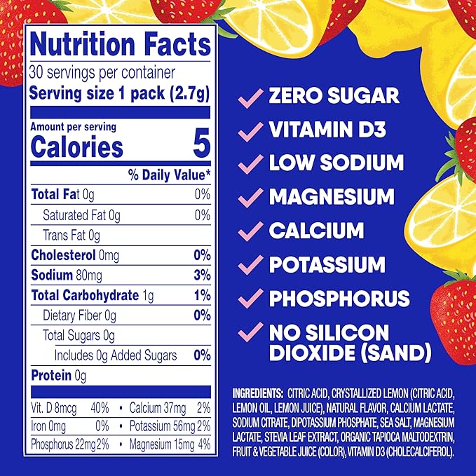 GoHydrate Instant Hydration Powder Packets - Low Sodium Electrolytes Drink Mix - Natural Hydration
