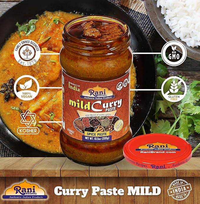 Rani Curry Paste MILD (Spice Paste) 10.5oz (300g) Glass Jar ~ No Colors | All Natural | NON-GMO | Vegan | Gluten Free | Indian Origin