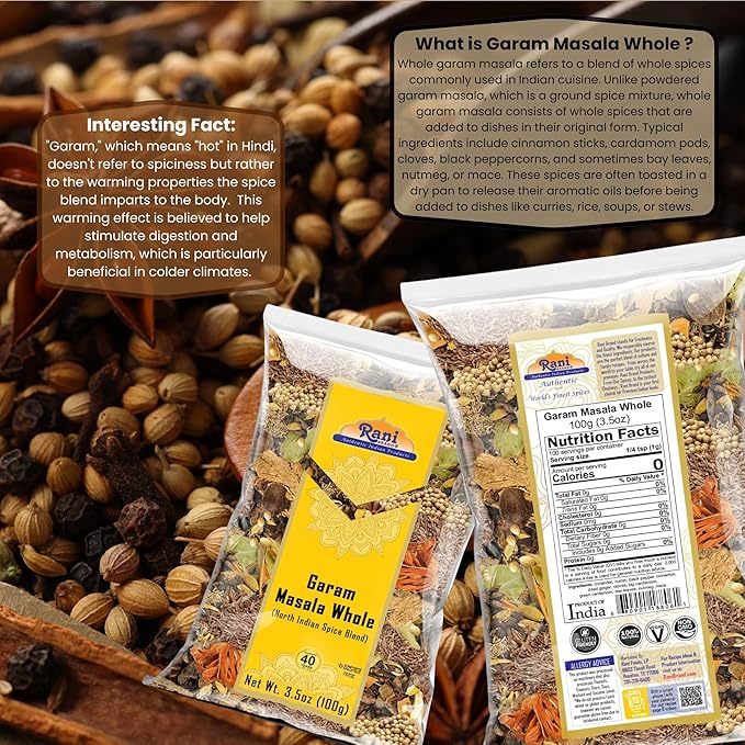 Rani Garam Masala Indian 11 Whole Spices Blend 3.5oz (100g) ~ All Natural, Salt-Free | Vegan | No Colors | Gluten Friendly | NON-GMO | Indian Origin