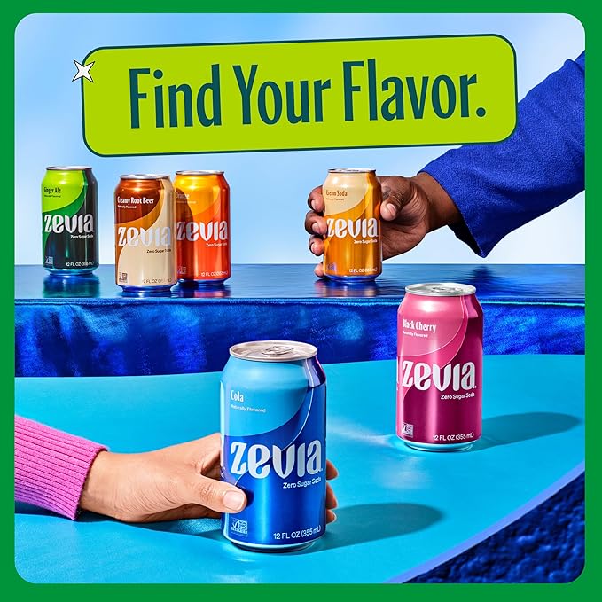 Zevia Zero Sugar Soda, Ginger Ale, 12 oz Cans (8-Pack) ??Naturally Sweetened, Non-GMO Project Verified, Gluten-Free, Vegan