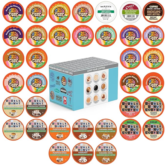 Flavored Decaf Coffee Pods Variety Pack Compatible with Keurig K Cups Brewers, 36 Count, Assorted Decaffeinated Flavored Coffee Sampler(Pack of 1)