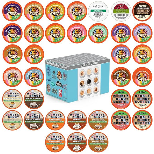 Flavored Decaf Coffee Pods Variety Pack Compatible with Keurig K Cups Brewers, 36 Count, Assorted Decaffeinated Flavored Coffee Sampler(Pack of 1)