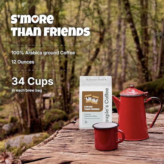 Couple?™s Coffee Ground Coffee | Gives Back to Military Families | S?™more Than Friends | Medium Roast S?™more Flavored Coffee | Made with 100% Arabica Beans | 12oz bag brews about 34 cups