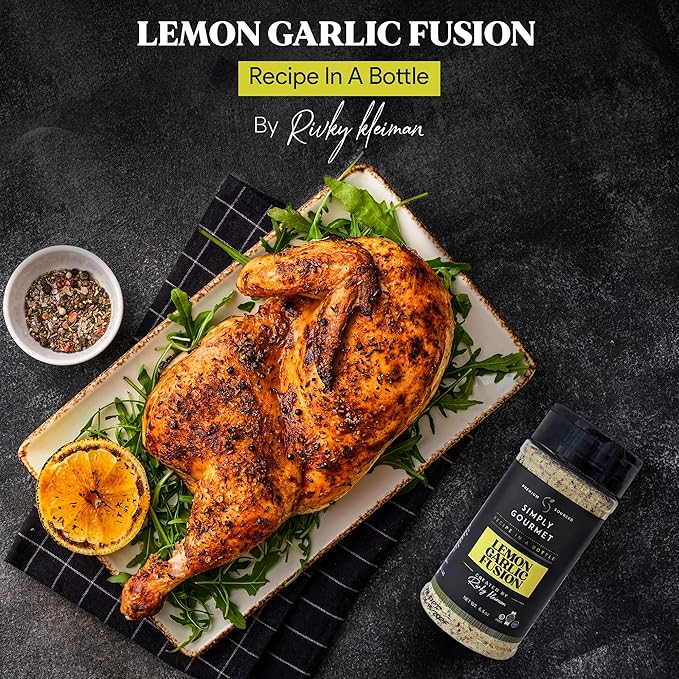 Lemon Garlic Seasoning ?œRecipe in a Bottle????Premium Gourmet Lemon Garlic Spice Blend w/Pepper - Complete Dry Rub & Marinade, 5.7?¯oz ??Kosher, Gluten Free, and No?‘Additions Needed.