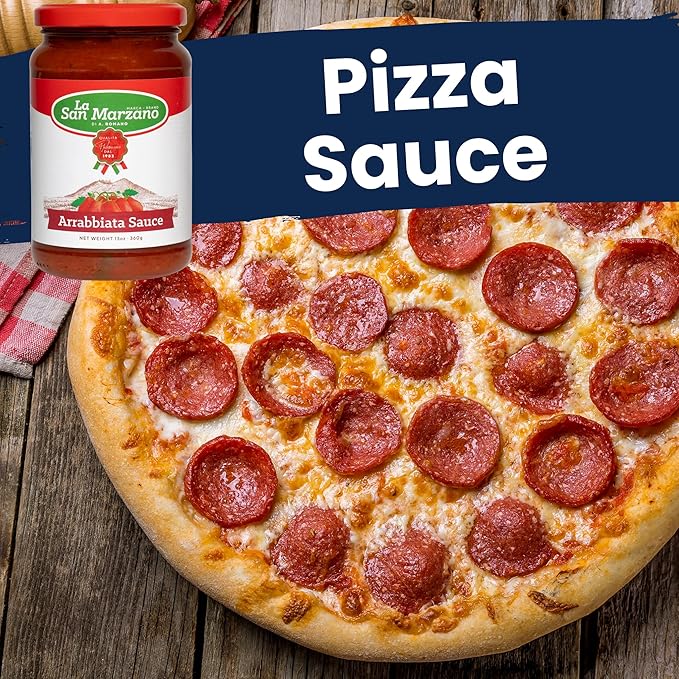 La San Marzano Arrabiata Sauce, 13 oz, Pasta Sauce Made in Italy, All Purpose Tomato Premium Quality, All Natural, Mediterranean Diet, Non GMO, Vegan, Gluten Free