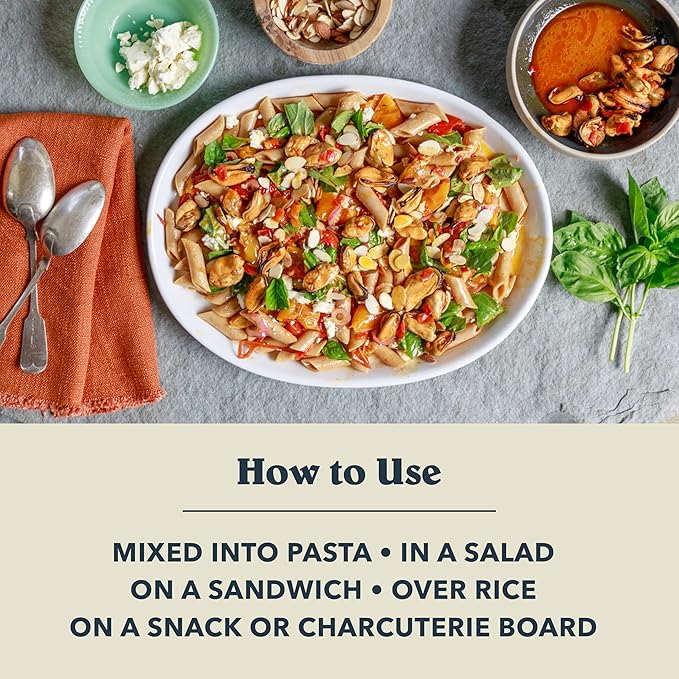 Patagonia Provisions Lemon Lovers Sampler with Rosemary Garlic Crackers | (1) Lemon Caper Mackerel, (1) Lemon Olive Anchovies, (1) Lemon Herb Mussels