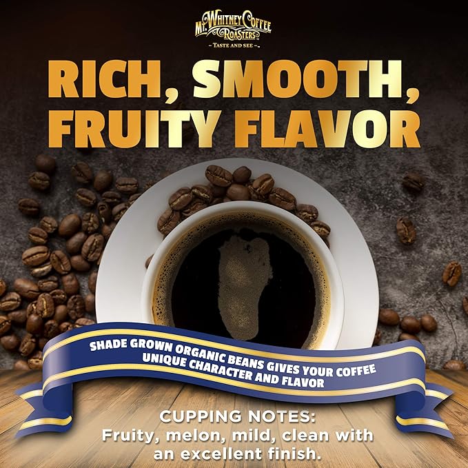 Mt. Whitney Organic Swiss Water, Low Acid, Decaf Coffee from Peru (Whole Bean, 2 Lb)