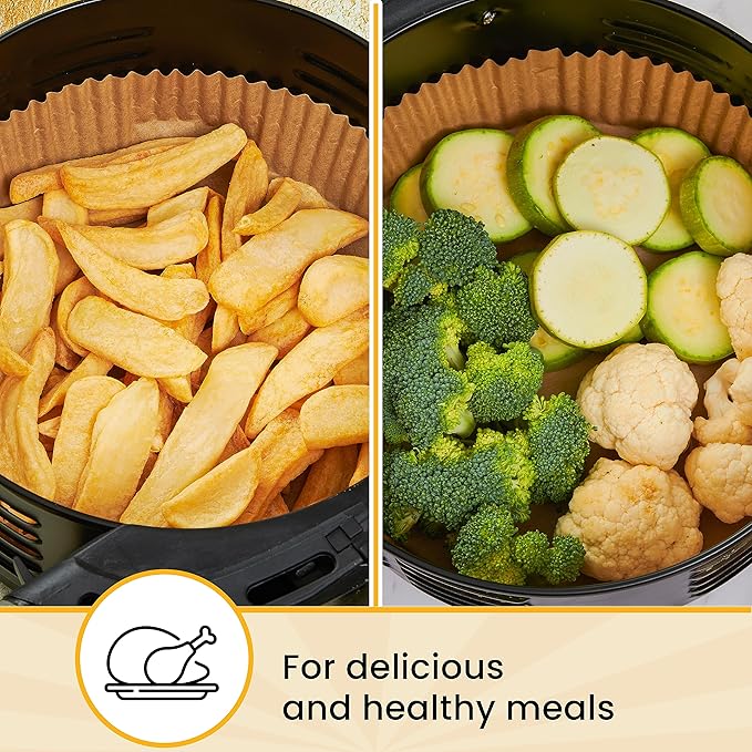 250 pcs Air Fryer Liners for Ninja, Round Disposable Airfryer Paper Liners ??Non-Stick and Oil Proof for Easy Cleanup, Great for Oven, Pans & Baking ??8 Inch for 5-8 qt Basket