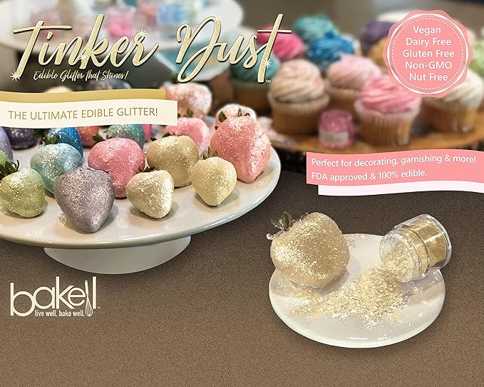 Bakell - Antique Rose Gold Tinker Dust (5g, 1x Jar) Edible Glitter for Food, Desserts, and Beverages!