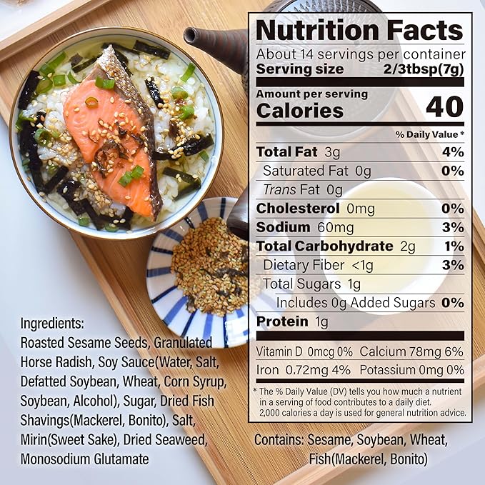 YAMASAN KYOTO UJI Japanese Wasabi Furikake Seasoning, Sesame-Soy Marinade, Wasabi Sharp Spicy and Umami, Delicious Flavor of Various Foods, Made in Japan,100g(3.5oz)