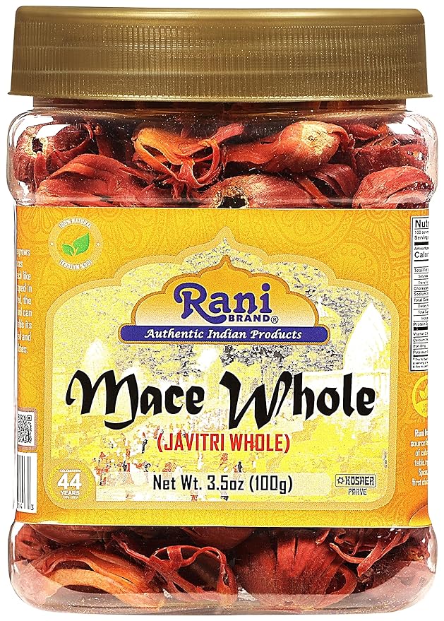 Rani Mace Whole (Javathri), Spice 3.5oz (100g) PET Jar ~ All Natural | Vegan | Gluten Friendly | NON-GMO | Kosher | Indian Origin