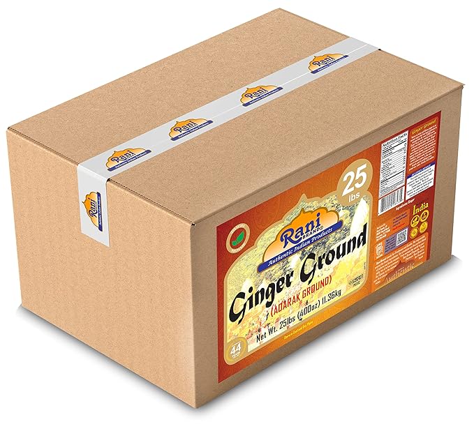 Rani Ginger (Adarak) Powder Ground, Spice 400oz (25lb) 11.36kg Bulk Box ~ All Natural | Vegan | Gluten Friendly | NON-GMO | Indian Origin