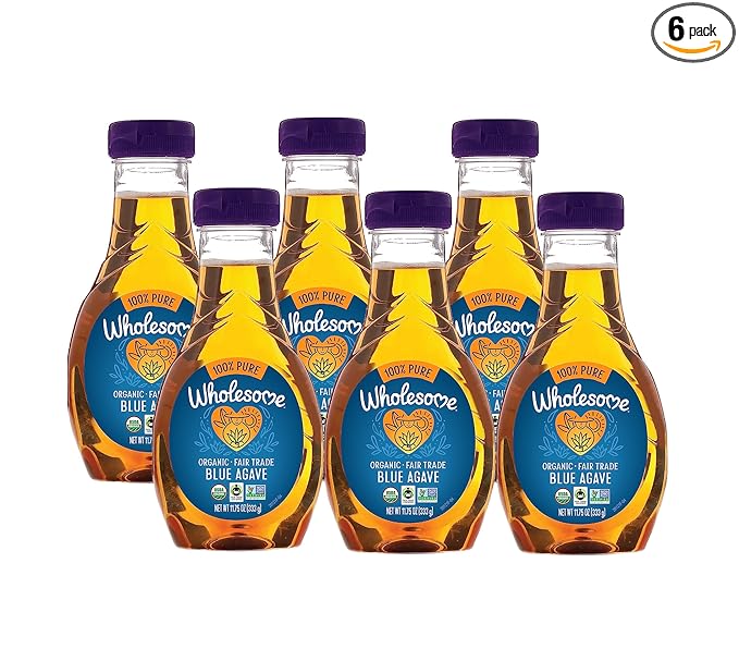 Wholesome Sweeteners 11.75-Ounce Organic Blue Agave Nectar, Fair Trade, 100% Pure, Non GMO, Gluten Free & Vegan, 6 Pack
