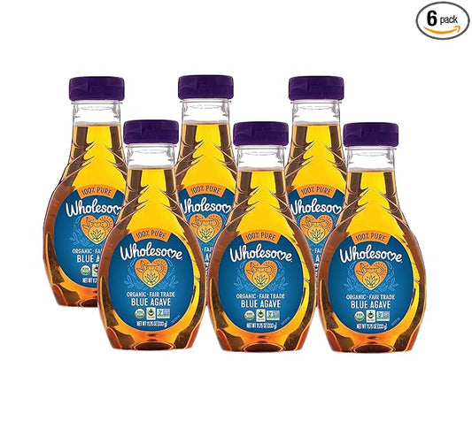 Wholesome Sweeteners 11.75-Ounce Organic Blue Agave Nectar, Fair Trade, 100% Pure, Non GMO, Gluten Free & Vegan, 6 Pack