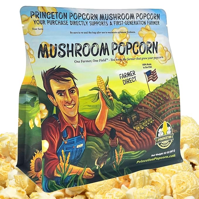 Princeton Popcorn Mushroom Popcorn Kernels - Farmer Direct, Gluten Free, Non GMO - Perfect for Stove Top Popcorn Maker & Air Popper Popcorn Maker - 2lb Bag of Premium Popping Corn 33oz