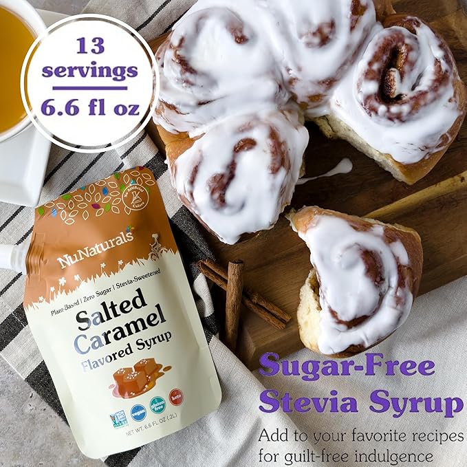 NuNaturals Stevia Syrup, Sugar-Free Sweetener, Plant-Based Sugar Substitute, Zero Calorie, Salted