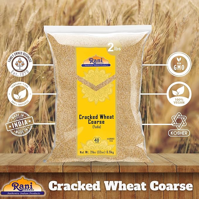 Rani Cracked Wheat Coarse (Fada/Bulgur Wheat#3) 32oz (2lbs) 908g ~ All Natural | Vegan | Gluten Friendly | NON-GMO | Kosher | Indian Origin