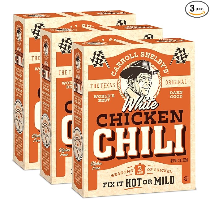 Carroll Shelby's Original Texas Brand White Chicken Chili Kit 3oz Box (Pack of 3)