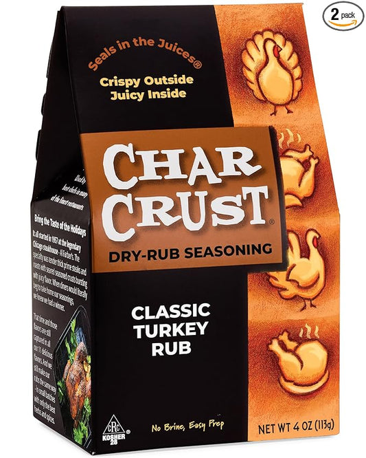 Char Crust Classic Turkey Rub | All-in-one seasonings | Perfect for Turkey, Poultry and Potatoes | Signature Crust that Seals in the Juices, 4 Ounce (Pack of 2)