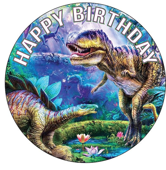 7.5 Inch Edible Cake Toppers ??Dinosaur New Themed Birthday Party Collection of Edible Cake Decorations